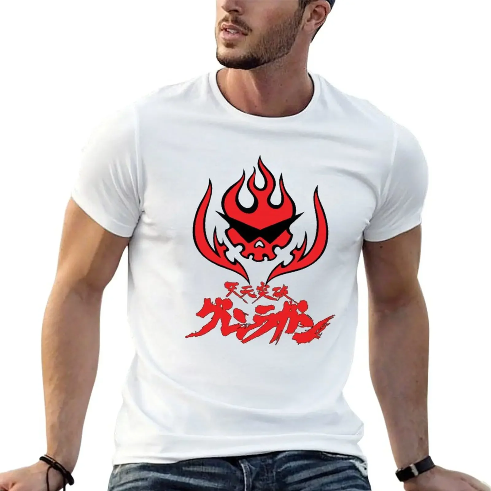 Футболка Gurren Lagann уличная одежда синяя арховая аниме винтажная аниме-рубашка