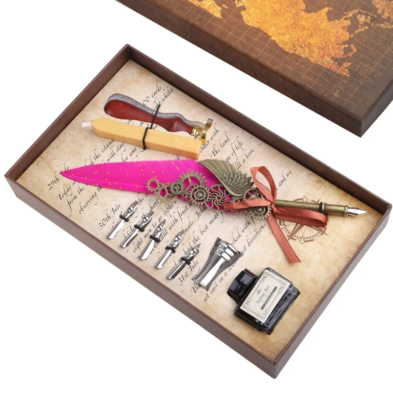 Retro Quil Dip Pen Kit Wax Stick Set Antique Dip Pen Gift Set for Gothic Calligraphy Art Words Writing Business Gift Set
Retro Quil Dip Pen Kit Wax Stick Set Antique Dip Pen Gift Set for Gothic Calligraphy Art Words Writing Business Gift Set