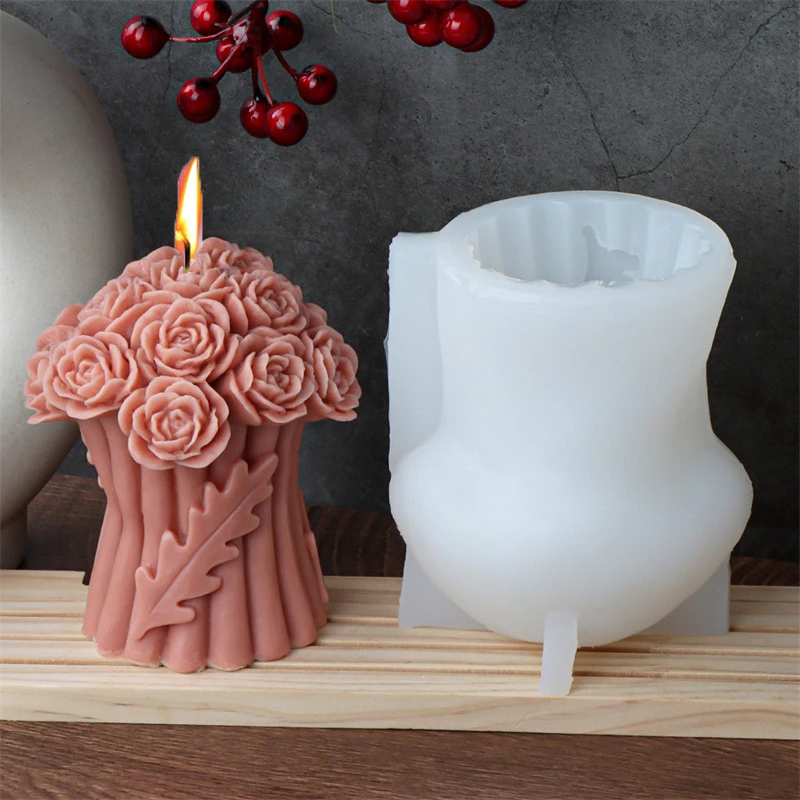 

3D имитация букета цветов, силиконовая форма для свечей, «сделай сам», цветок розы, мыло, гипсовые поделки, кристалл, эпоксидная смола, инструменты для изготовления, домашний декор