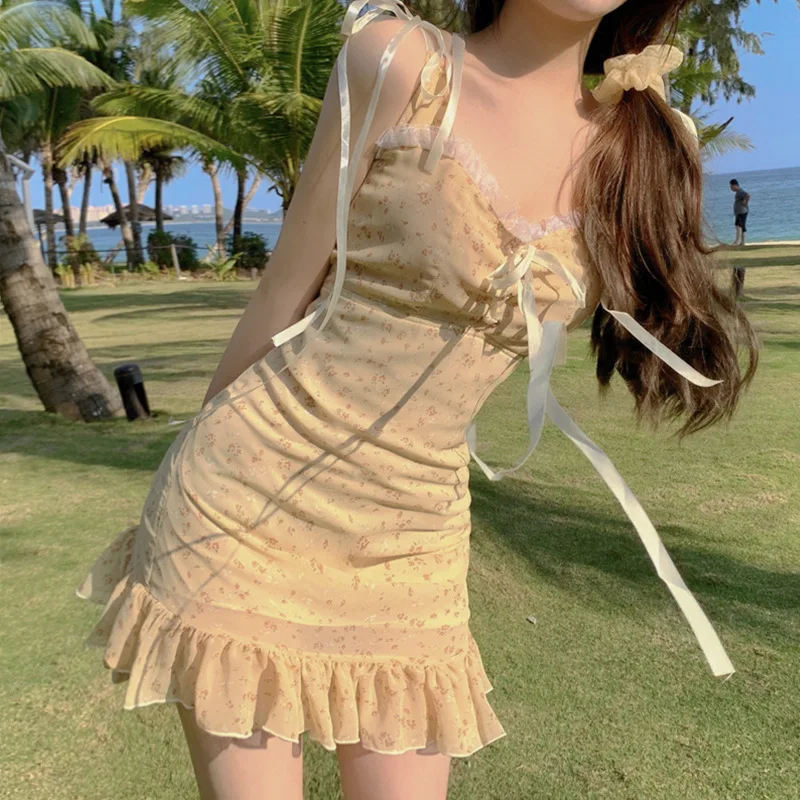 2021 Fashion Bandage Women Yellow Dress Summer Cute Mini Cottagecore Dress Aesthetic Elegant Sexy Fairy Dress Beach Sundress y2k
2021 Fashion Bandage Women Yellow Dress Summer Cute Mini Cottagecore Dress Aesthetic Elegant Sexy Fairy Dress Beach Sundress y2k