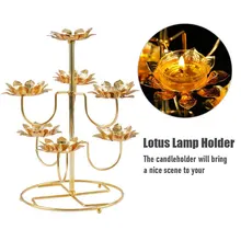 Metal Light Cup Lotus Butter Lamp Holder Home Decoration for Temples Buddhist Supplies Patio Restaurants Living Room Light Tray