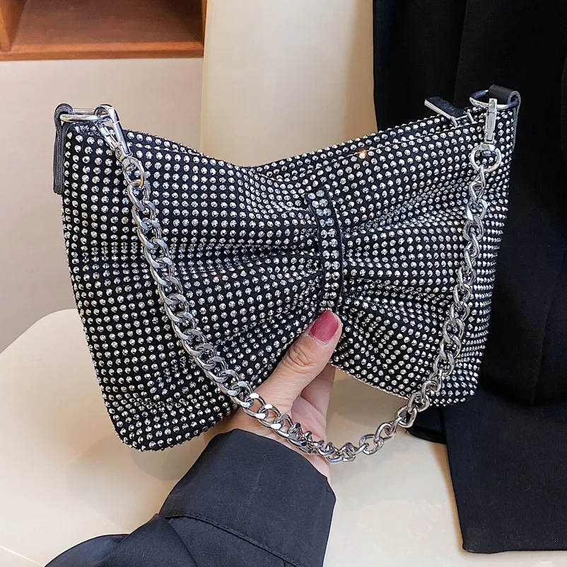 Luxury Designer Chains Rhinestone Underarm Bags For Women 2022 New Bow Shoulder Bag Trend Fashion Protable Mobile Beach Handbags
Luxury Designer Chains Rhinestone Underarm Bags For Women 2022 New Bow Shoulder Bag Trend Fashion Protable Mobile Beach Handbags