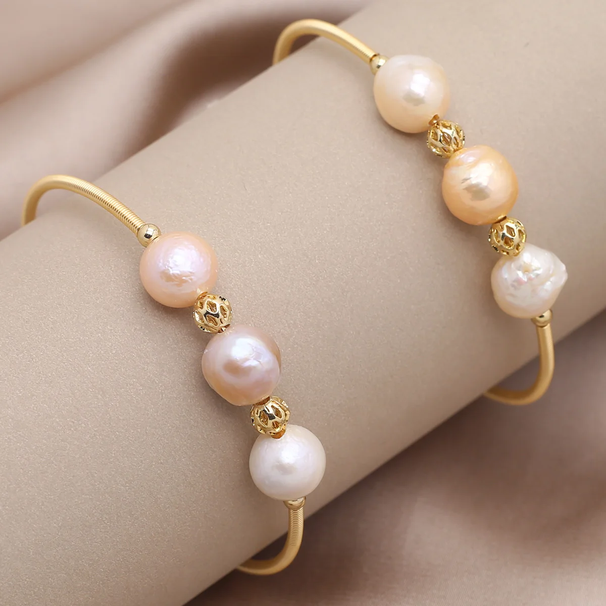 

Trendy Natural Freshwater Pearl Cuff Bracelet Gold plated Alloy Women Bangles Jewelry for Reiki Heal Wedding Party Gifts
