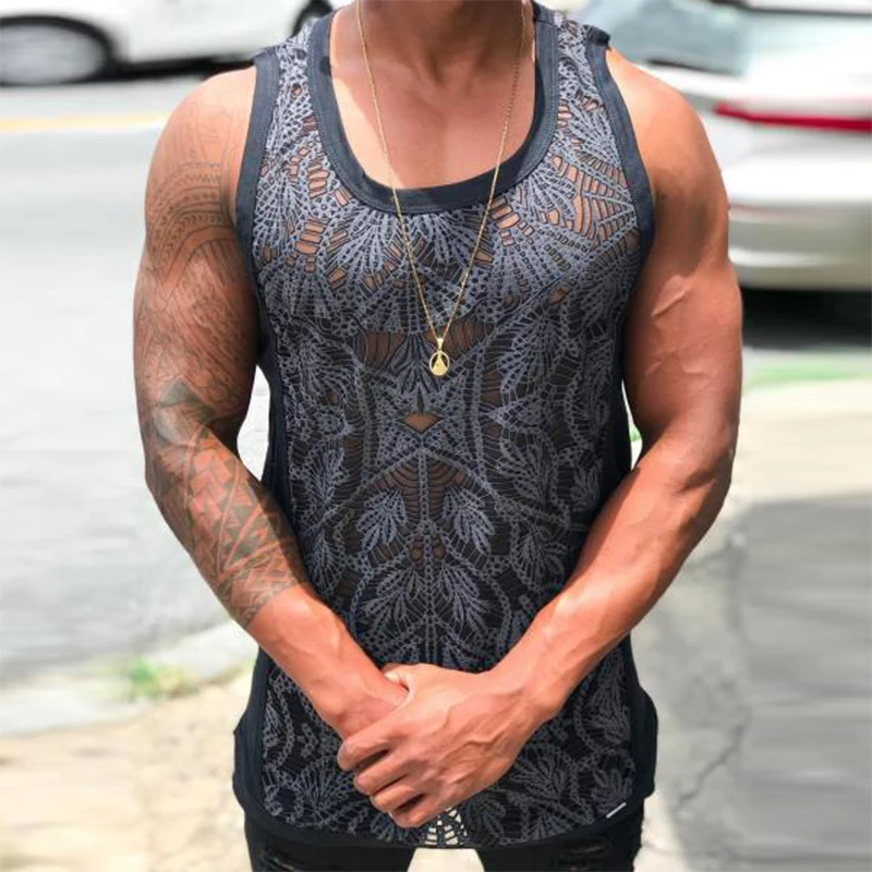 Fashion Hollow Out See Through Pattern Tank Men Summer Casual Sleeveless Tops Pullover Mens Clothing Casual Crew Neck Vest Top
Fashion Hollow Out See Through Pattern Tank Men Summer Casual Sleeveless Tops Pullover Mens Clothing Casual Crew Neck Vest Top