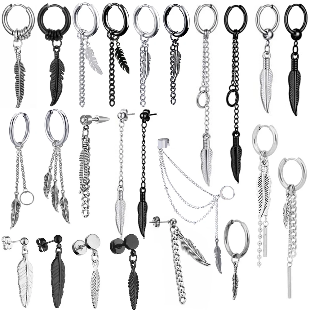 1 piece Fashion Cross feather Stud Earrings Punk Rock Style For Women men High Quality Stainless steel Hiphop Ear Jewelry
1 piece Fashion Cross feather Stud Earrings Punk Rock Style For Women men High Quality Stainless steel Hiphop Ear Jewelry
