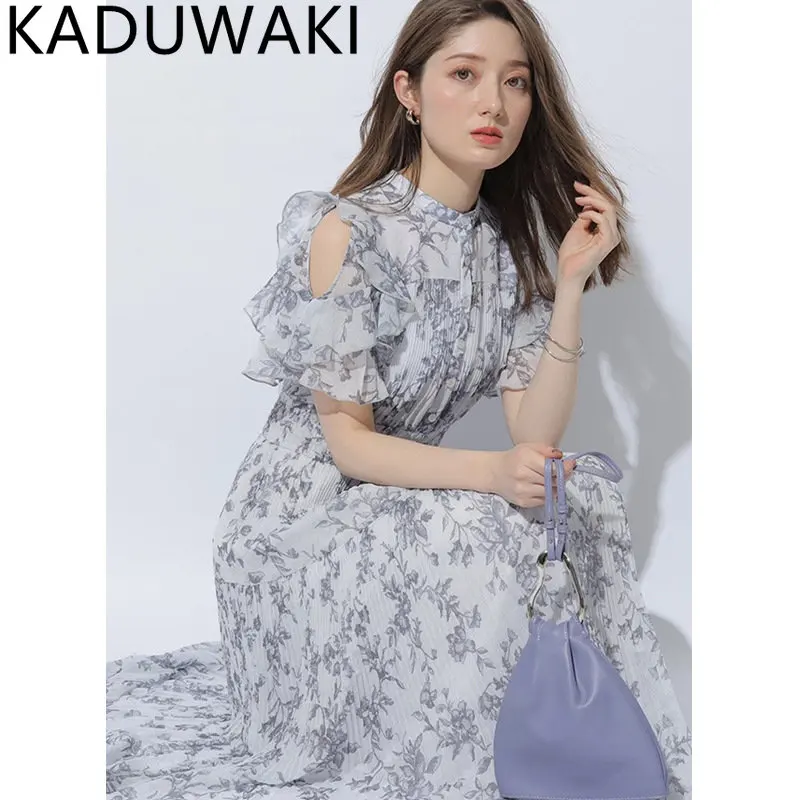 Spring Summer Japanese Chiffon Dress Women Off Shoulder Ruffles Slim A-line Vestidos Feminino Vintage Printed Robe Femme New
Spring Summer Japanese Chiffon Dress Women Off Shoulder Ruffles Slim A-line Vestidos Feminino Vintage Printed Robe Femme New