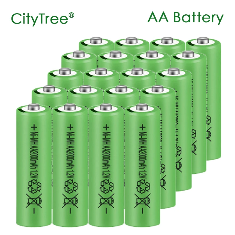 

CityTree AA Battery 8-32pcs Rechargeable 1.2V Ni-MH Battery 2000mAh 2A NiMH AA Batteries for Clock Toys Camera Flashlight