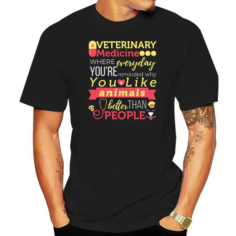 

Veterinary Medicine Like Animals More Than People T-Shirt men Kawaii T Shirt men Harajuku Tops Hort Leeve O Neck