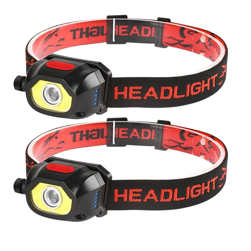 Светодиодный налобный фонарь, перезаряжаемая суперъяркая лампа с датчиком движения, уличный фонарь для кемпинга и бега, 2 упаковки 
Светодиодный налобный фонарь, перезаряжаемая суперъяркая лампа с датчиком движения, уличный фонарь для кемпинга и бега, 2 упаковки