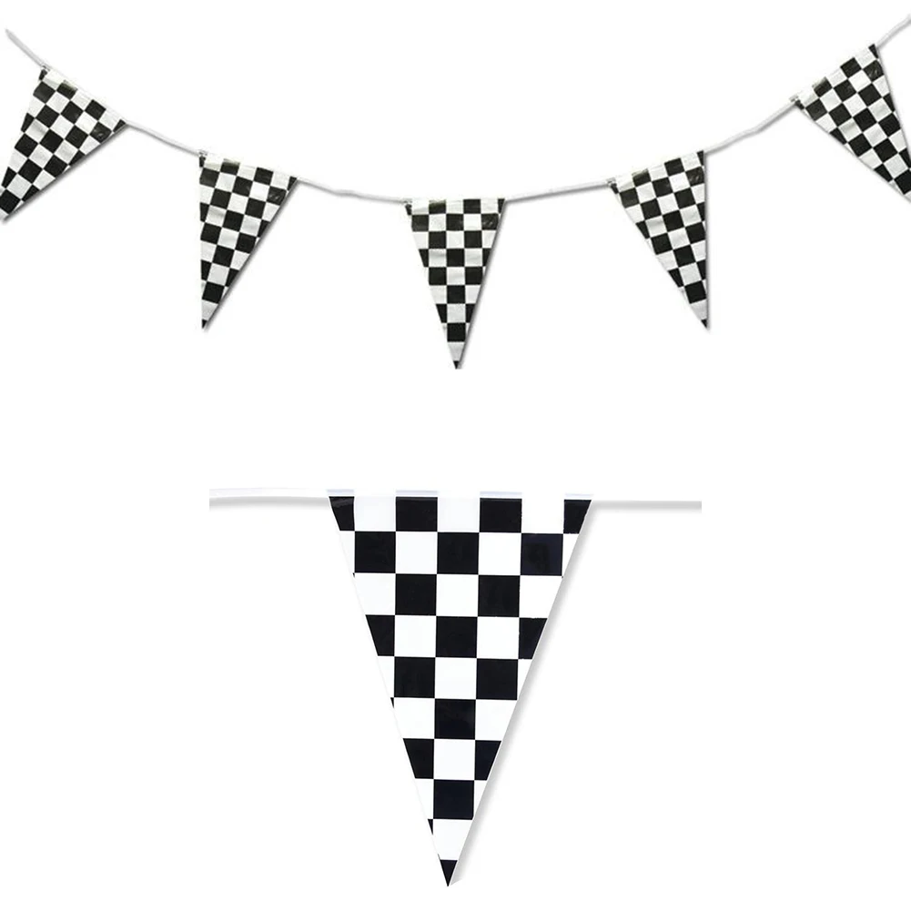 

30cm X 40cm Flags Black White Checkered Racing Bunting Garland Banner Pennant Flag For Birthday Car Theme Party