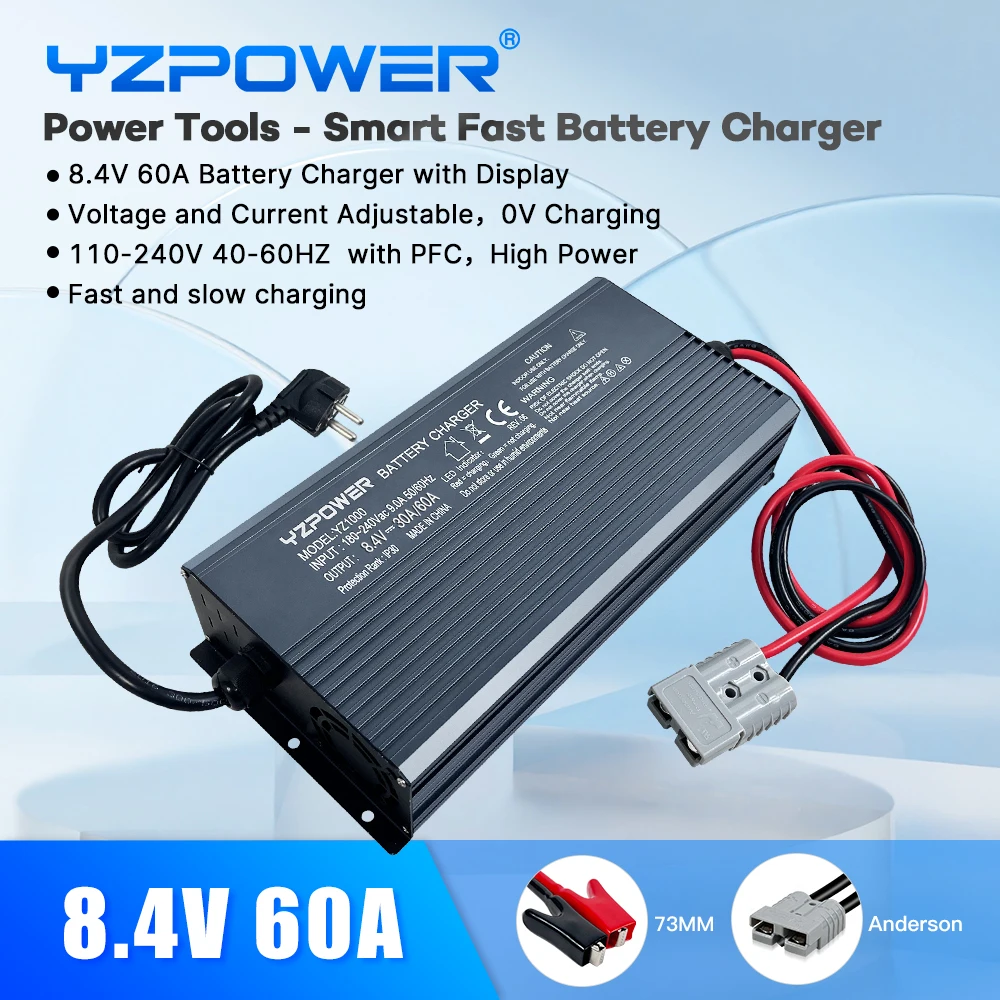 8.4V 60A battery charger with display screen, fast and slow charging switch, used for ternary lithium battery charger
8.4V 60A battery charger with display screen, fast and slow charging switch, used for ternary lithium battery charger