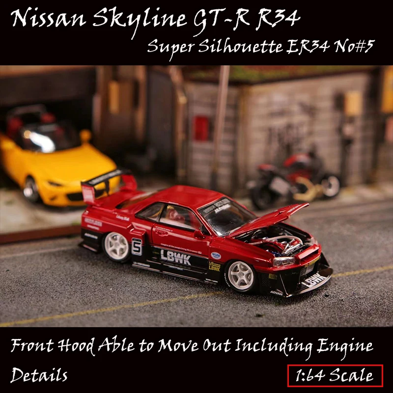 Street Weapon 1:64 Nissan Skyline GT-R R34 LB Refitting Super Silhouette ER34 No#5 Alloy Die-Cast Running Vehicle
Street Weapon 1:64 Nissan Skyline GT-R R34 LB Refitting Super Silhouette ER34 No#5 Alloy Die-Cast Running Vehicle