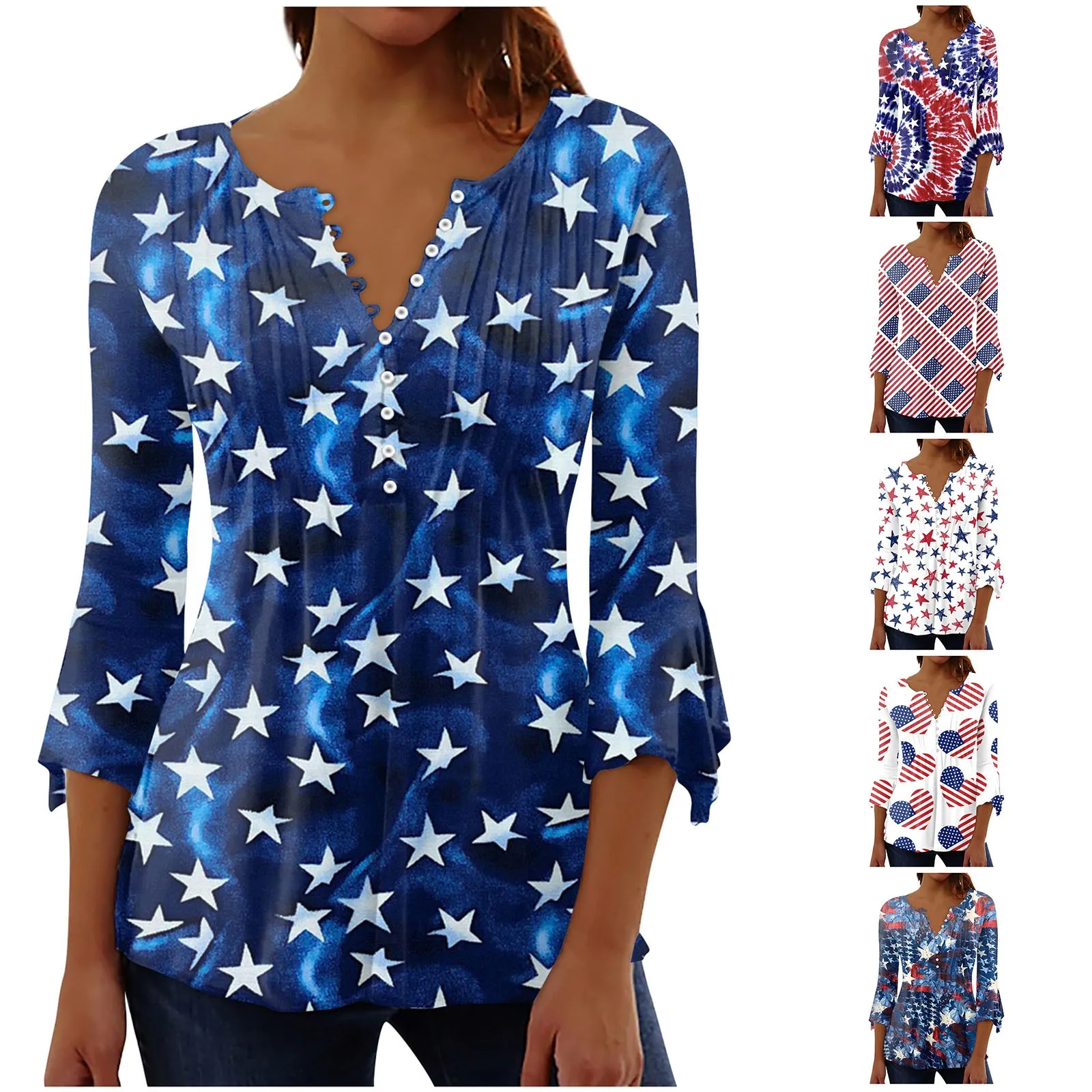 Women's Printed Independence Day Short Sleeve Button Up Shirt V Neck Tee Dressy Casual Tops Roupas Feminina футболка женский
Women's Printed Independence Day Short Sleeve Button Up Shirt V Neck Tee Dressy Casual Tops Roupas Feminina футболка женский