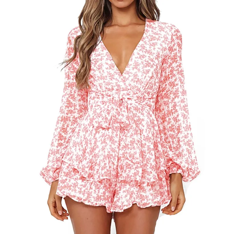 Floral Playsuit Women Deep V Neck Lace Up High Waist Bodysuits 2022 Fashion Chiffon Sweet Elegant Short Jumpsuit Rompers Summer
Floral Playsuit Women Deep V Neck Lace Up High Waist Bodysuits 2022 Fashion Chiffon Sweet Elegant Short Jumpsuit Rompers Summer