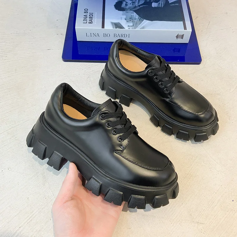 Thick-Soled Loafers Women's 2022 Spring New Lace-up Leather Heightened British Single Shoes Women's Fashion Shoes
Thick-Soled Loafers Women's 2022 Spring New Lace-up Leather Heightened British Single Shoes Women's Fashion Shoes