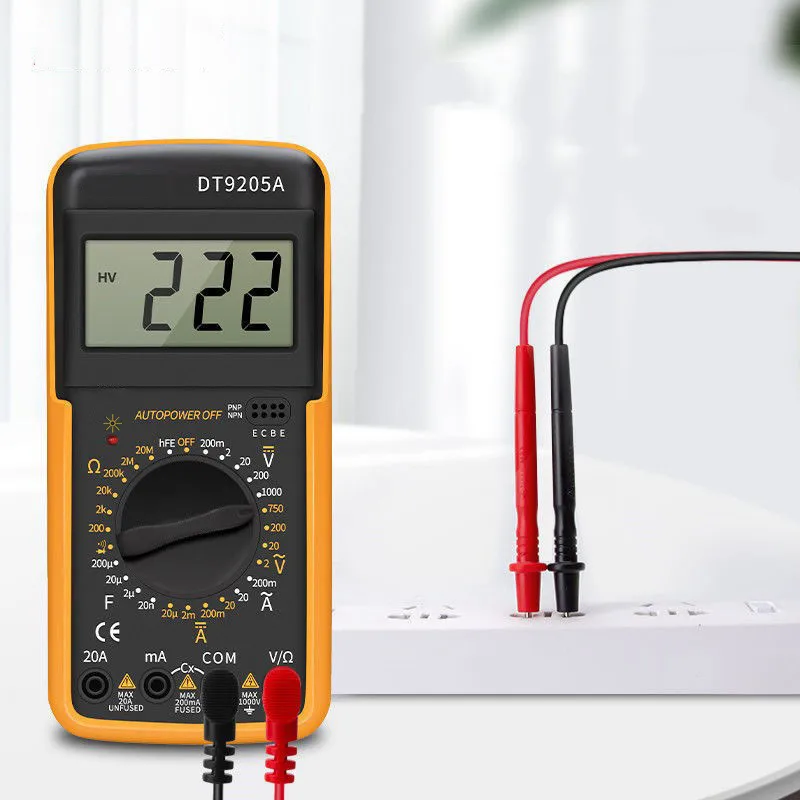 DT9205A Digital Multimeter Professional AC DC Voltage Current Resistance Capacitance Tester Multimeter Voltmeter Ammeter
DT9205A Digital Multimeter Professional AC DC Voltage Current Resistance Capacitance Tester Multimeter Voltmeter Ammeter