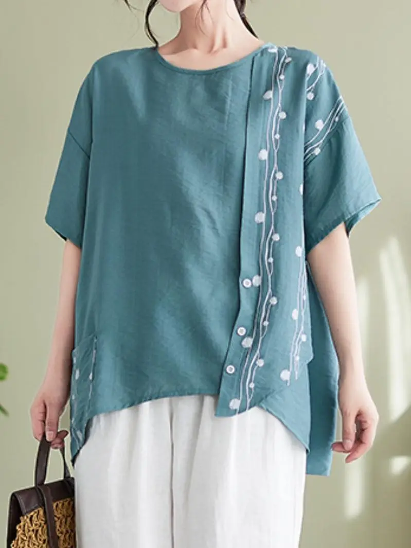 Women Irregular Patchwork Tshirt Woman Casual Tees Tops Woman Ladies New Arrival Femme Dot Printing Short Sleeve Oversized Tees
Women Irregular Patchwork Tshirt Woman Casual Tees Tops Woman Ladies New Arrival Femme Dot Printing Short Sleeve Oversized Tees