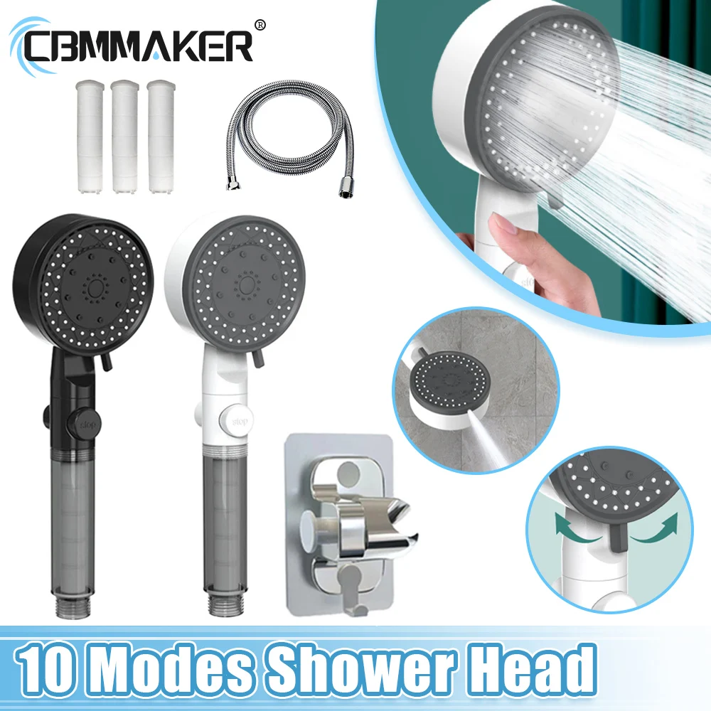 10 Modes High-Pressure filtered water Shower Head One click water stop shower head Portable Shower Nozzle Bathroom Accessories
10 Modes High-Pressure filtered water Shower Head One click water stop shower head Portable Shower Nozzle Bathroom Accessories