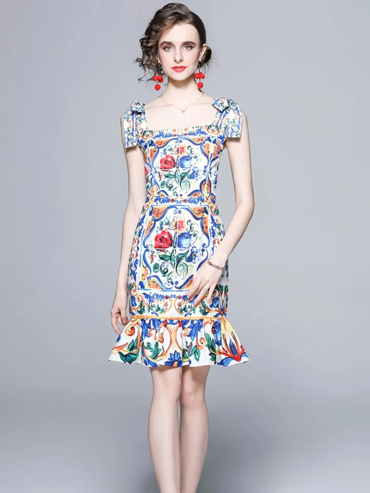 Runway New Fashion Bow Tie Sleeveless Print Summer Dress Women 2022 Square Collar Mermaid Party Vacation Beach Vestidos Sexy
Runway New Fashion Bow Tie Sleeveless Print Summer Dress Women 2022 Square Collar Mermaid Party Vacation Beach Vestidos Sexy