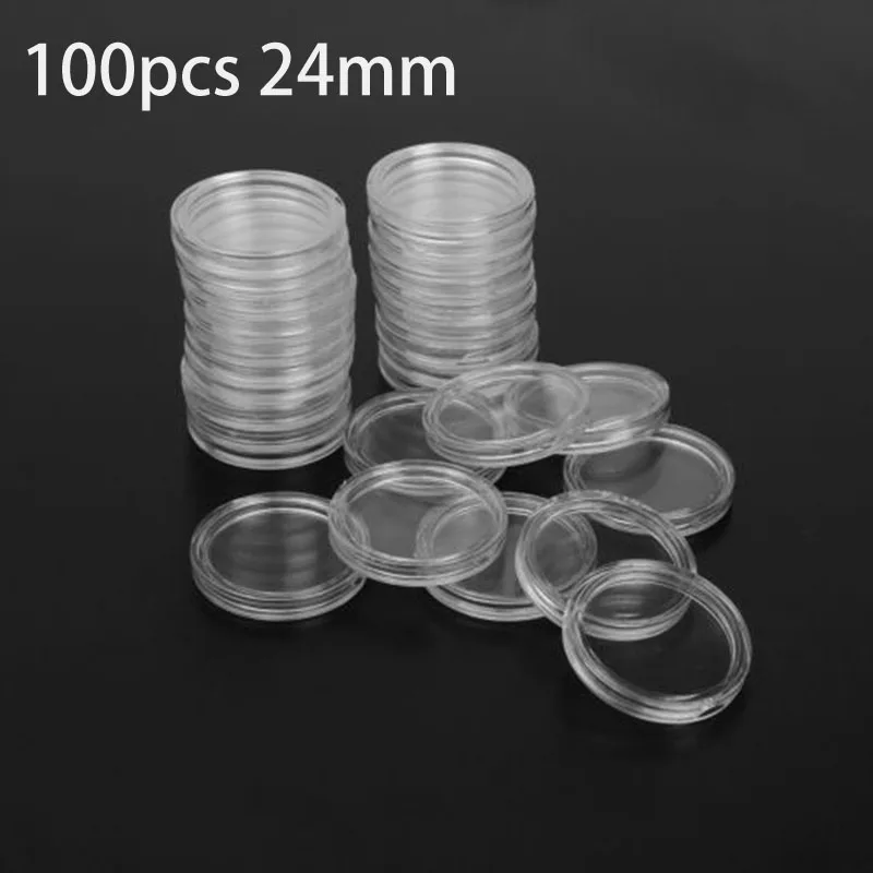 100Pcs 24mm Plastics Transparent Round Coin Capsules Coin Collection Holder Storage Container Organization
100Pcs 24mm Plastics Transparent Round Coin Capsules Coin Collection Holder Storage Container Organization