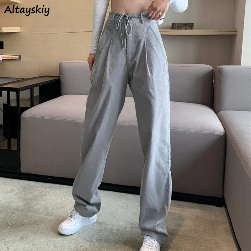 S-3XL Casual Pants Women Solid Gray Corduroy Design All-match Wide Leg Trousers Empire Korean Style Stylish Hot Sale Popular Ins
S-3XL Casual Pants Women Solid Gray Corduroy Design All-match Wide Leg Trousers Empire Korean Style Stylish Hot Sale Popular Ins
