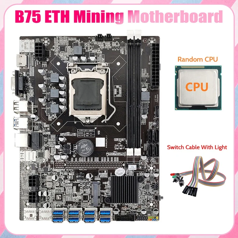 Материнская плата B75 ETH 8XPCIE на USB + случайный ЦП + двойной кабель переключения светильник кой LGA1155 DDR3 B75 USB материнская плата для майнинга
Материнская плата B75 ETH 8XPCIE на USB + случайный ЦП + двойной кабель переключения светильник кой LGA1155 DDR3 B75 USB материнская плата для майнинга