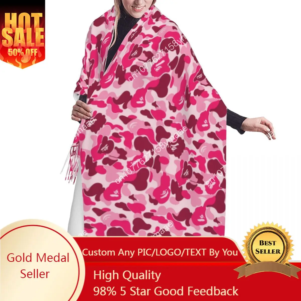 Custom Israel Pink Camo Camouflage Tassel Scarf Women Soft Shawls Wraps Lady Winter Fall Versatile Famale Scarves
Custom Israel Pink Camo Camouflage Tassel Scarf Women Soft Shawls Wraps Lady Winter Fall Versatile Famale Scarves