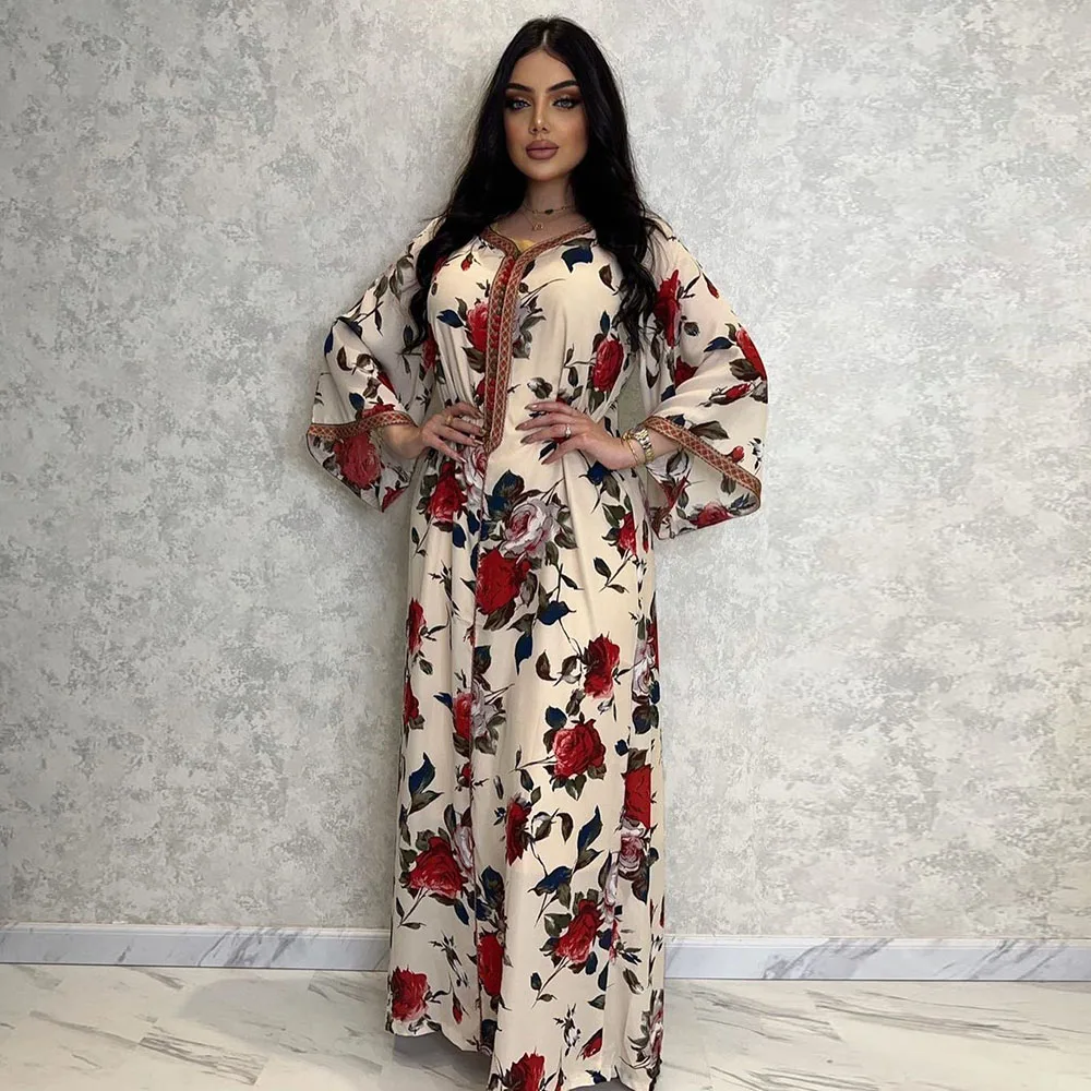 Flower Printed Arabian Clothing Muslim Woman Abaya Dresses Jalabiya for Women Dubai Long Dress Abaya Traditional Loose Kaftan
Flower Printed Arabian Clothing Muslim Woman Abaya Dresses Jalabiya for Women Dubai Long Dress Abaya Traditional Loose Kaftan