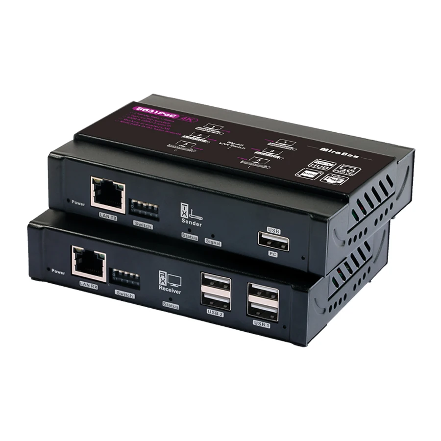 4K PoE HDMI-compatible Extender KVM Extender over IP up to 100m USB Extender over Single Cat6 Support Remote Power Switch RS232
4K PoE HDMI-compatible Extender KVM Extender over IP up to 100m USB Extender over Single Cat6 Support Remote Power Switch RS232