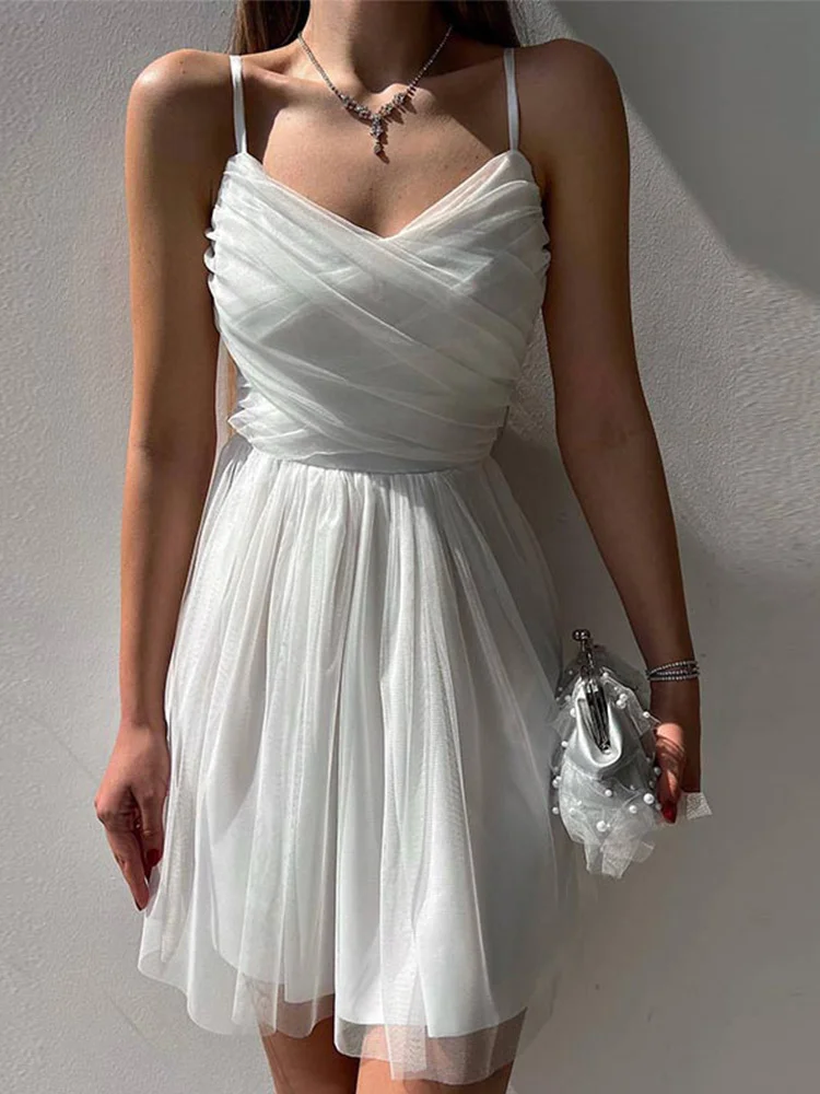 Women Sexy Solid Suspender Mesh Dress 2022 Summer Female Elegant Slim Sleeveless Low Neck Tutu Skirt Nightclub Party Dresses
Women Sexy Solid Suspender Mesh Dress 2022 Summer Female Elegant Slim Sleeveless Low Neck Tutu Skirt Nightclub Party Dresses
