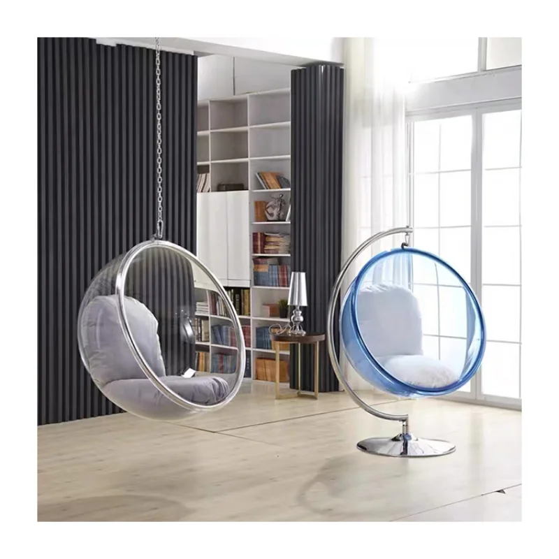 

Hot Sell Hanging Swing Egg Chair round Clear Revolving Bubble High Quality Chair Living Room recliner chair