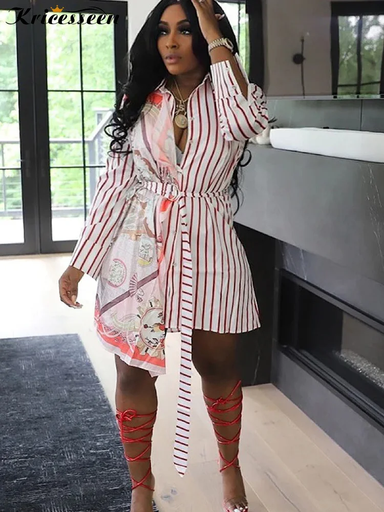 Kricesseen Elegant Button Details Ruffles Stripe Shirt Dress Retro Women Belted Casual Work Dress Night Clubwear Female Blusas
Kricesseen Elegant Button Details Ruffles Stripe Shirt Dress Retro Women Belted Casual Work Dress Night Clubwear Female Blusas
