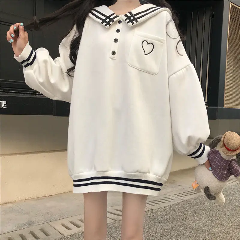Japanese Sailor Collar Heart Kawaii White Sweatshirt Hoodies Women Navy Autumn 2022 Korean Fashion Cute Tops Alt Clothes
Japanese Sailor Collar Heart Kawaii White Sweatshirt Hoodies Women Navy Autumn 2022 Korean Fashion Cute Tops Alt Clothes