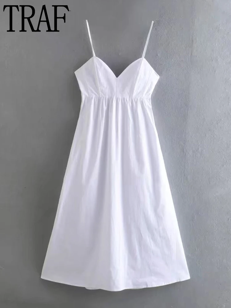TRAF White Slip Midi Dress Woman Black Pleated Long Dress Women Sexy Evening Party Dresses Ladies Straps Summer Backless Dress 
TRAF White Slip Midi Dress Woman Black Pleated Long Dress Women Sexy Evening Party Dresses Ladies Straps Summer Backless Dress