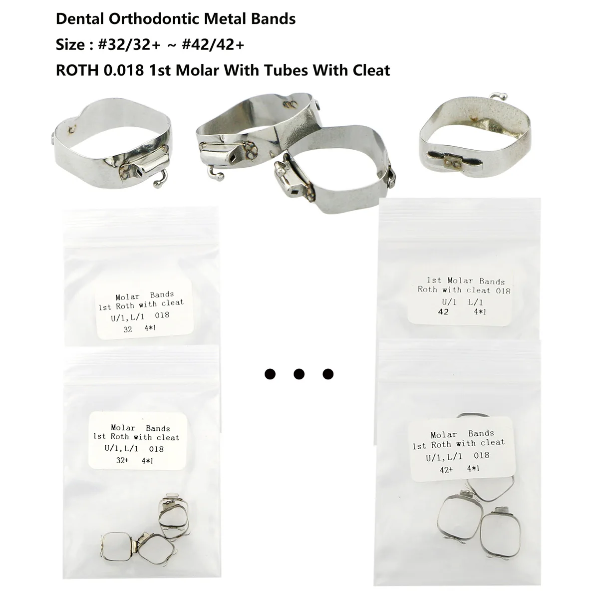 20Pcs Dental Orthodontic Bands Roth 018 1st Molar Buccal Tubes With Cleat Size #31 to #40 Size (32 to 42+)U1/L1
20Pcs Dental Orthodontic Bands Roth 018 1st Molar Buccal Tubes With Cleat Size #31 to #40 Size (32 to 42+)U1/L1