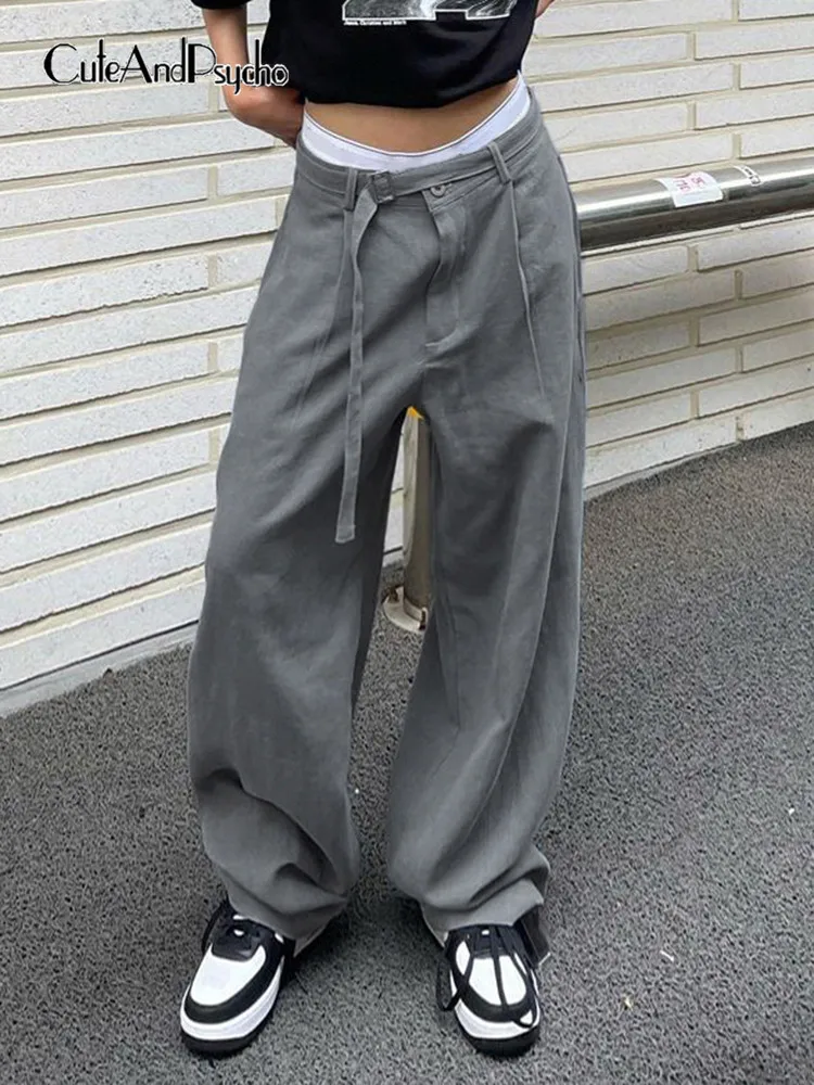 Cuteandpsycho Casual Fashoin Women's Gray Trousers Loose Wide Leg Basic Joggers Clothing Bottoms Harajuku Solid Basic Y2K Capris
Cuteandpsycho Casual Fashoin Women's Gray Trousers Loose Wide Leg Basic Joggers Clothing Bottoms Harajuku Solid Basic Y2K Capris