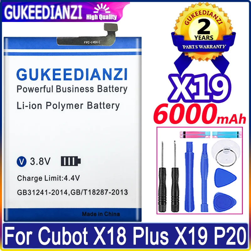 

GUKEEDIANZI Battery 6000mAh X19 For Cubot X18 Plus X 19 P20 P 20 X18Plus