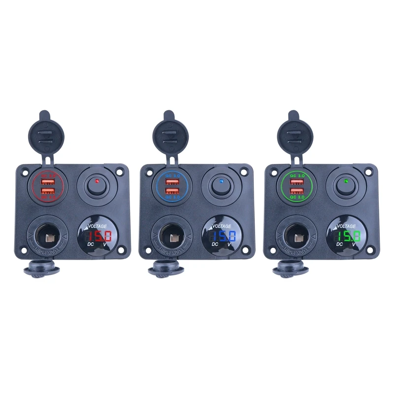 4 in1 12-24V ON/OFF Charger Socket Panel Dual QC3.0 USB Socket Power Outlet LED Voltmeter Cigarette lighter Socket Toggle Switch
4 in1 12-24V ON/OFF Charger Socket Panel Dual QC3.0 USB Socket Power Outlet LED Voltmeter Cigarette lighter Socket Toggle Switch