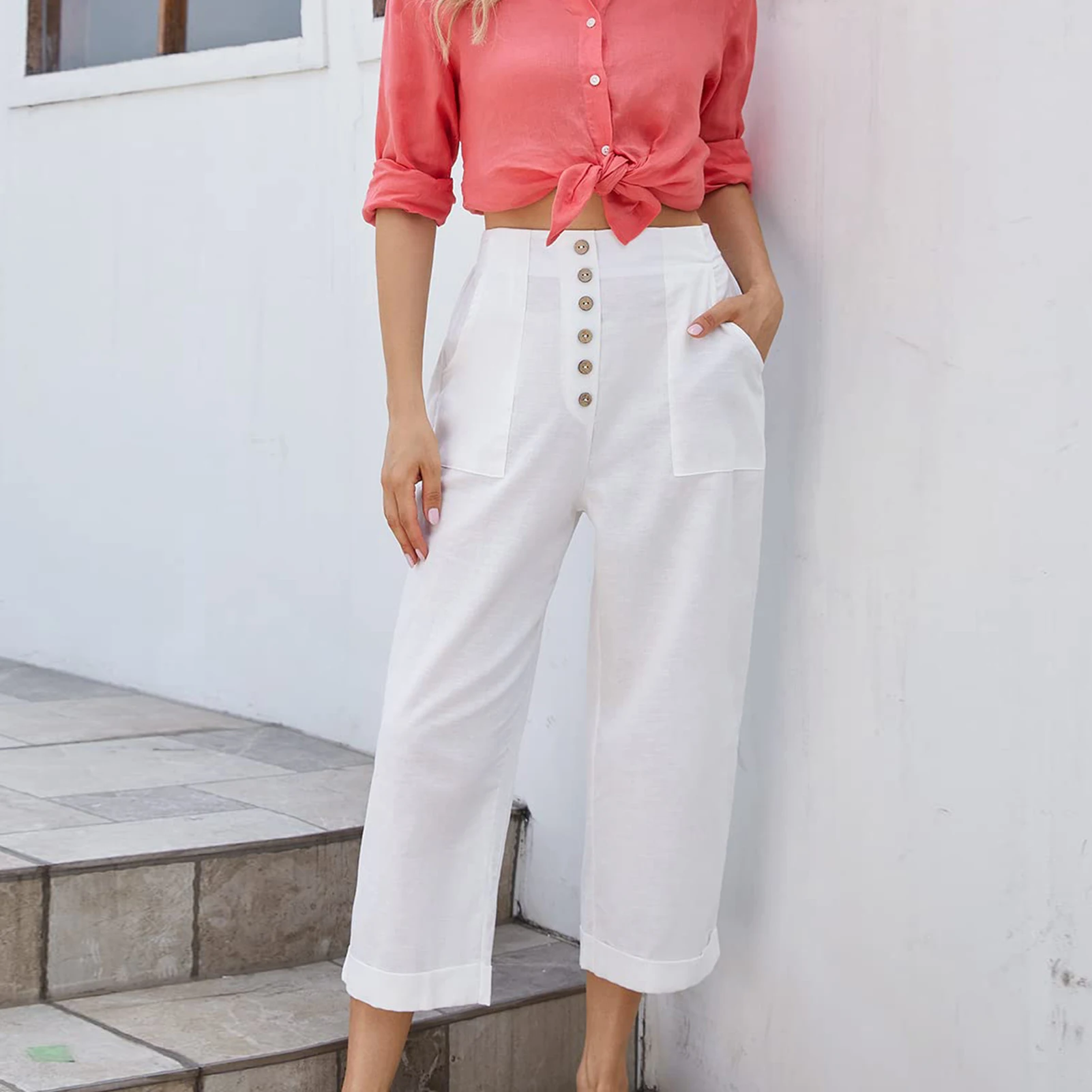 Solid Color Pants with Pockets Oversized Vintage Style Loose Cotton Wide Leg Pants Trousers Cotton Cropped Trousers Daily Wear
Solid Color Pants with Pockets Oversized Vintage Style Loose Cotton Wide Leg Pants Trousers Cotton Cropped Trousers Daily Wear