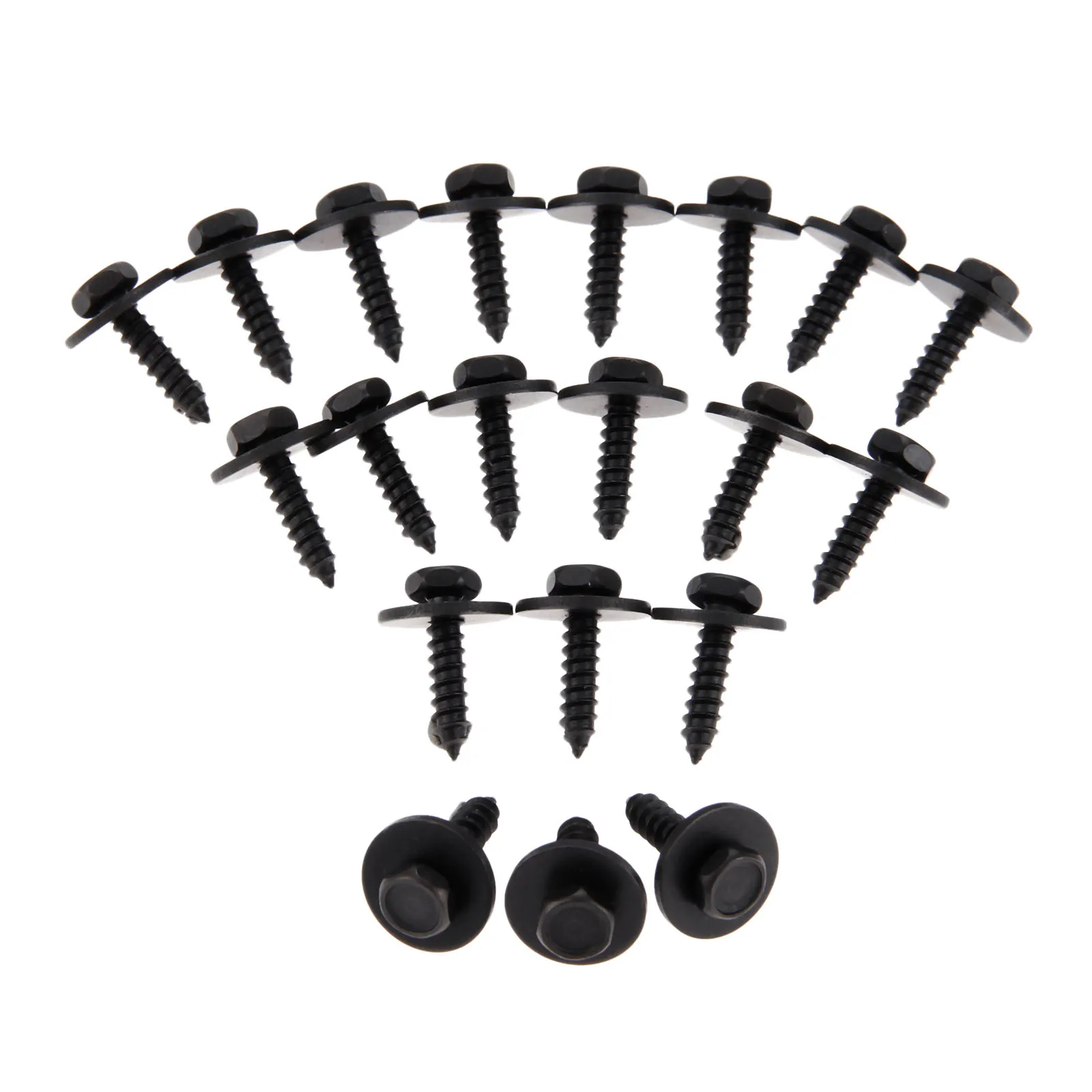20PCS Black Self-Tapping Screws Wood Drill Tail Screws Hex Washer Head Total Length 22mm Auto Accessories
20PCS Black Self-Tapping Screws Wood Drill Tail Screws Hex Washer Head Total Length 22mm Auto Accessories