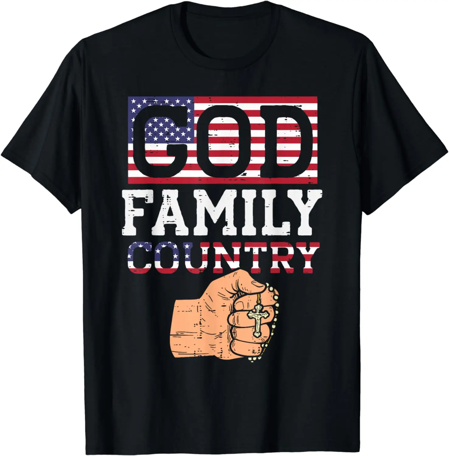Футболка God Family Country Rossary с флагом США христианская католическая футболка принтом