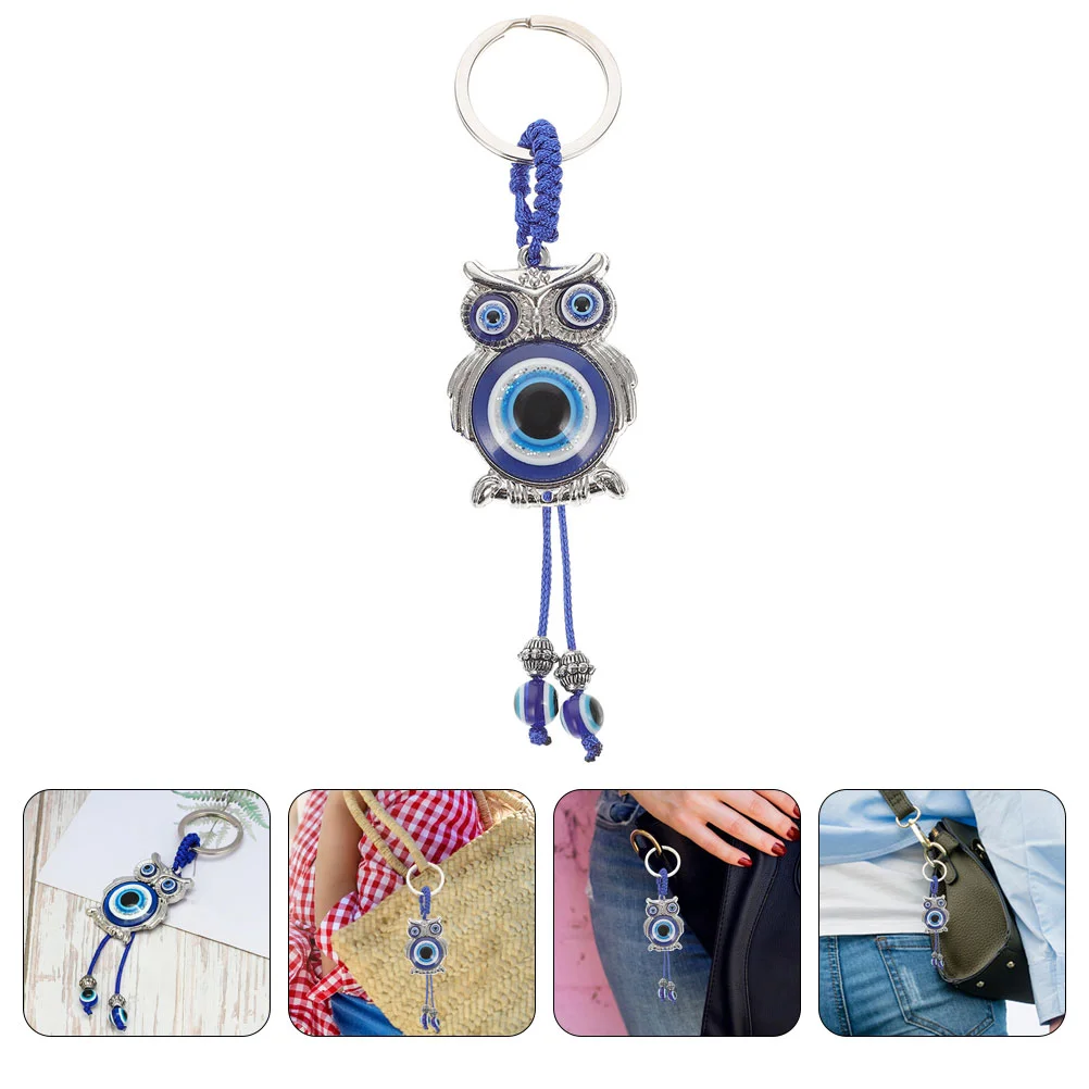 

Owl Keychain Fashionable Rings Glass Eye Multifunction Keychains Evil Charms Zinc Alloy
