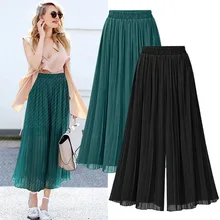New Women Summer Midi Skirt Ruffles Vintage Big Large Plus Sizes Casual Party Fashion Loose Wide Leg Skirts Pant