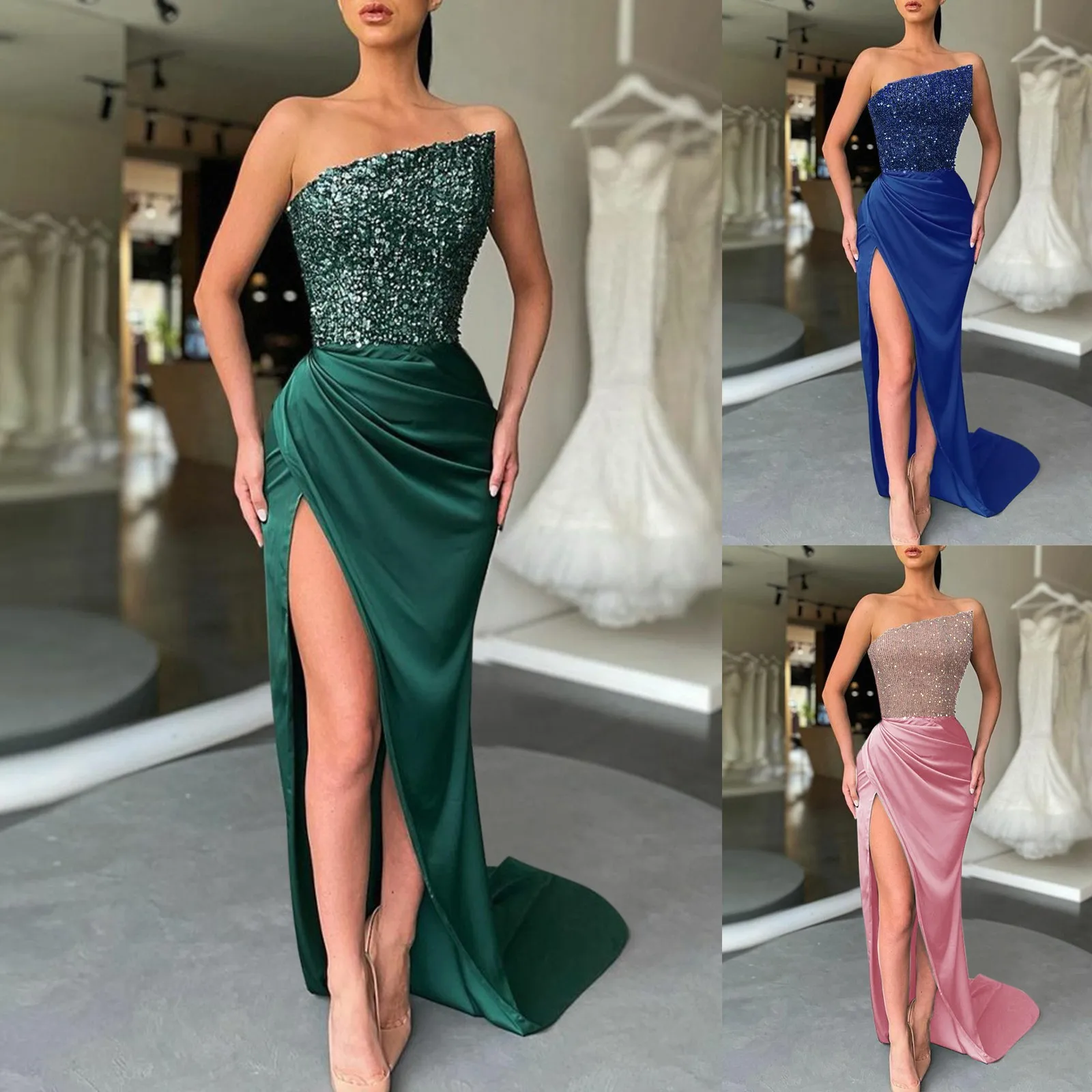 2022 New Green Sequins Fairy Long Sleeveless Fashion Temperament Medium Long Evening Dress And Semi Formal Dresses for Women
2022 New Green Sequins Fairy Long Sleeveless Fashion Temperament Medium Long Evening Dress And Semi Formal Dresses for Women