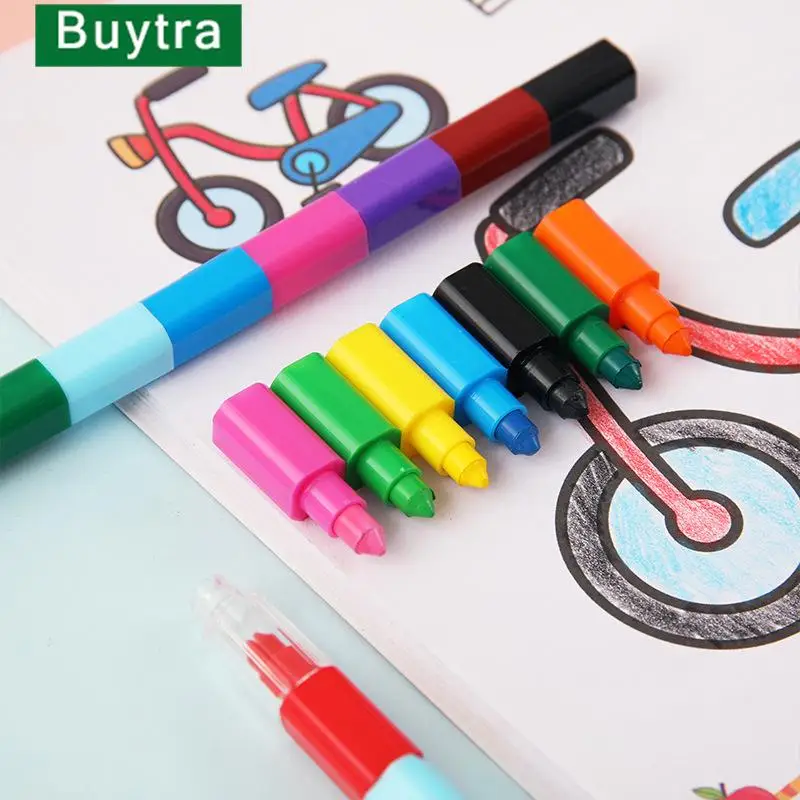 

12 цветов милые кавайные ручки для граффити карандаш креативные строительные блоки карандаш для рисования Детские Канцелярские принадлежности квадратный карандаш масляная пастель