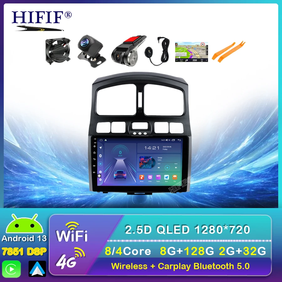 Автомагнитола 9 дюймов, android 13, 2Din, для HYUNDAI Classic santa fe 2005, 2006, 2015, gps-плеер, мультимедийное радио, стереомагнитола