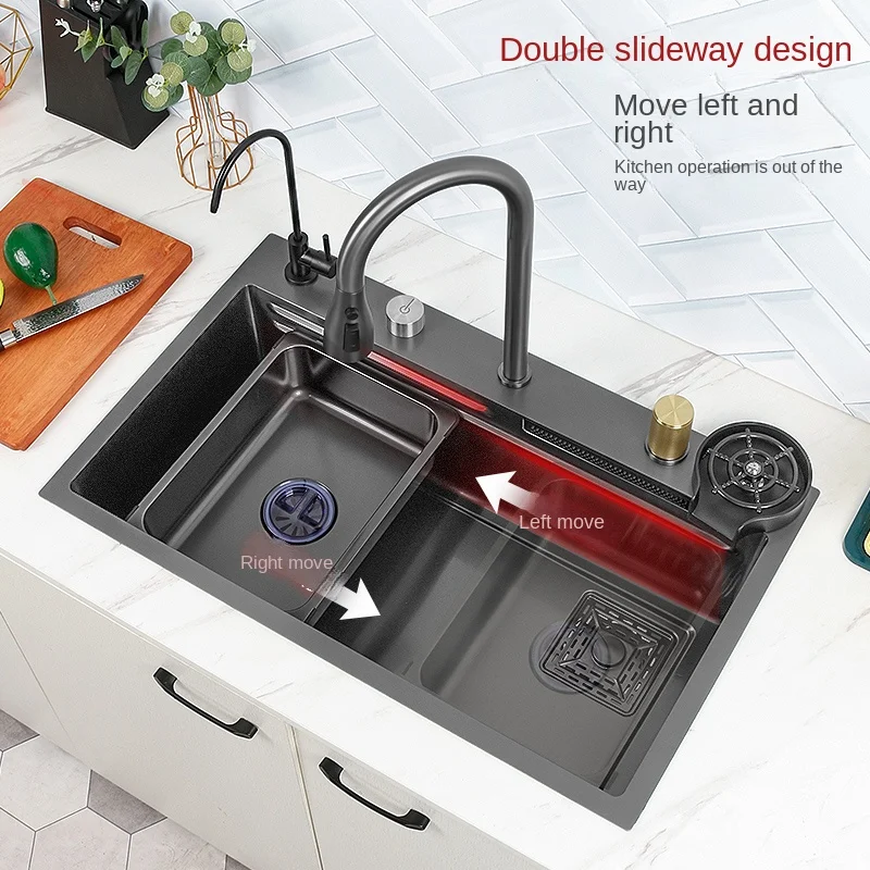 Light Black Stainless Steel Sink Household With Cup washer Undercounter Vegetable washing Basin Flying Rain Waterfall Sink
Light Black Stainless Steel Sink Household With Cup washer Undercounter Vegetable washing Basin Flying Rain Waterfall Sink