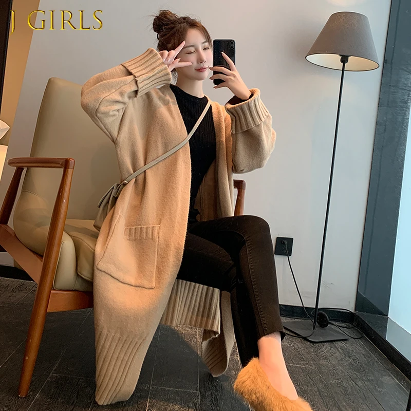 J GIRLS Khaki Long Knitted Cardigan Woman Pocket Fall 2021 Long Sleeve Korean Fashion Sweater Cardigans Female Gray Knit
J GIRLS Khaki Long Knitted Cardigan Woman Pocket Fall 2021 Long Sleeve Korean Fashion Sweater Cardigans Female Gray Knit