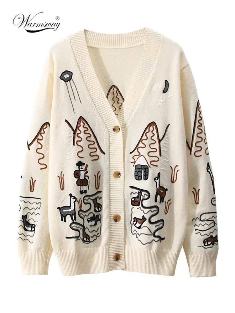 2022 Spring High Quality Fashion Embroidery V-Neck Oversized Cardigan Long Sleeve Single Breasted Button Knitted Sweater C-092
2022 Spring High Quality Fashion Embroidery V-Neck Oversized Cardigan Long Sleeve Single Breasted Button Knitted Sweater C-092