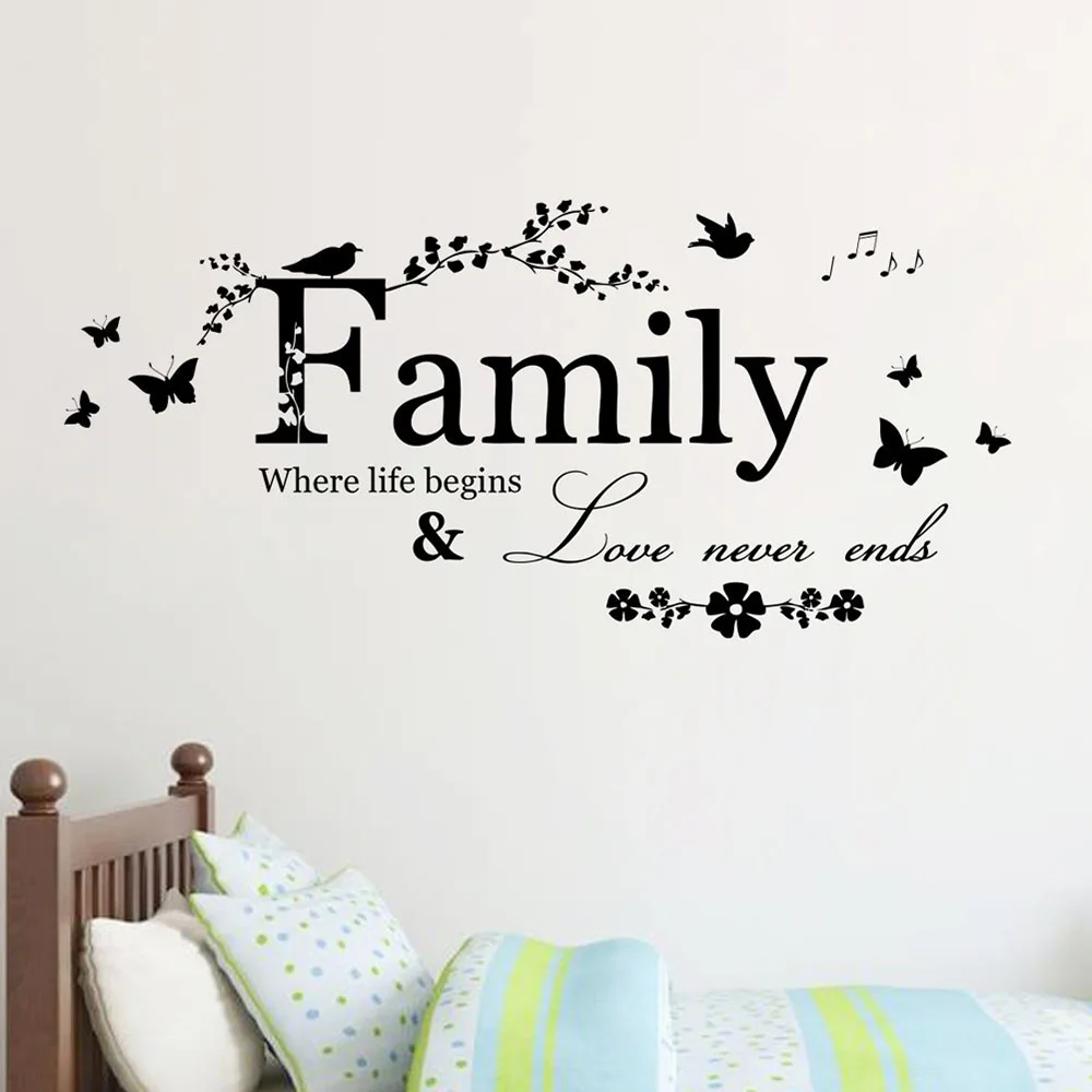 

Family Love Never End Quote Vinyl Wall Decal Wall Lettering Art Words Wall Sticker Living Room Home Decor Wedding Decoration